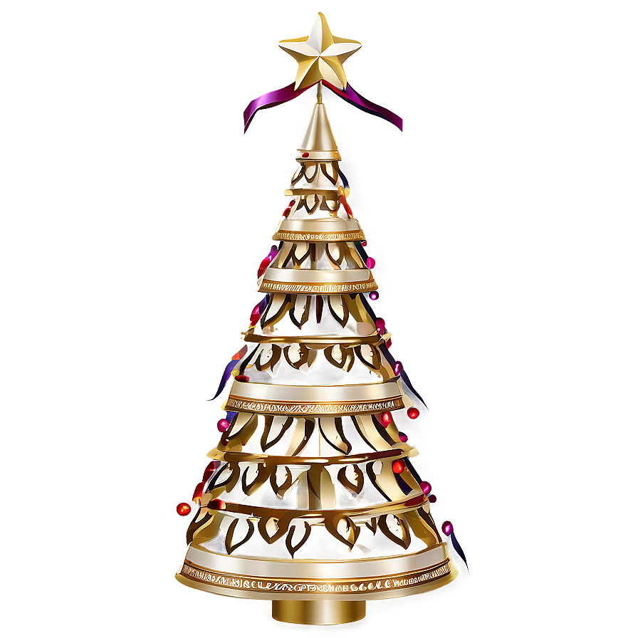 Gold Christmas Tree With Velvet Ribbons Png Twk