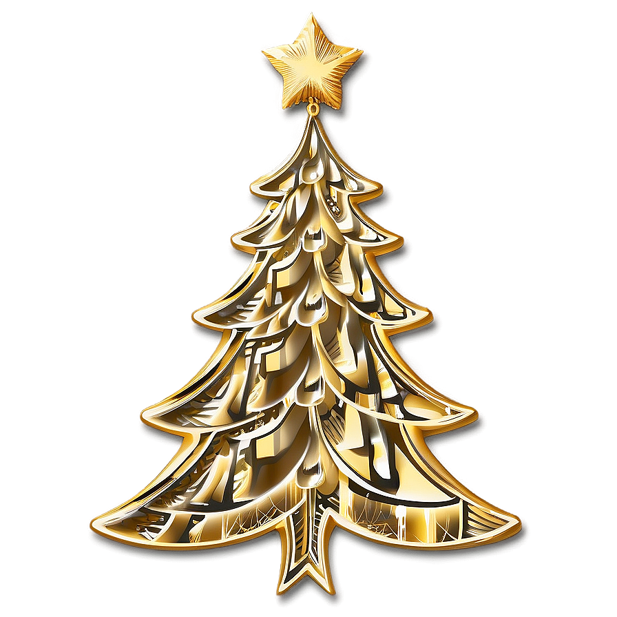 Gold Christmas Tree With Vintage Flair Png Ohj