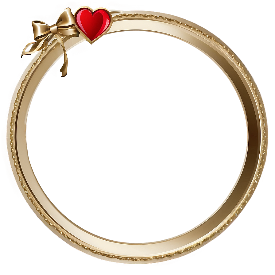 Gold Circle Frame With Hearts Png 06262024