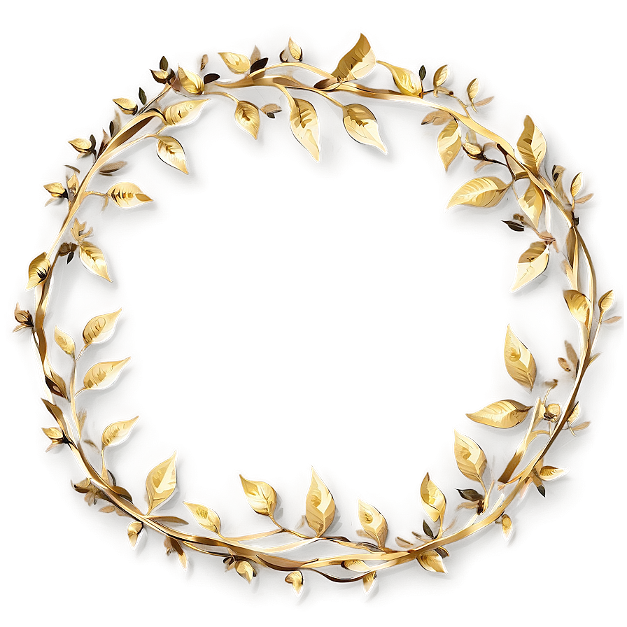 Gold Circle Frame With Leaves Png 06262024