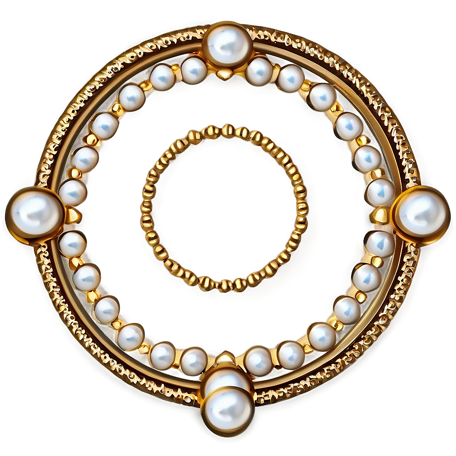 Gold Circle Frame With Pearls Png 06262024