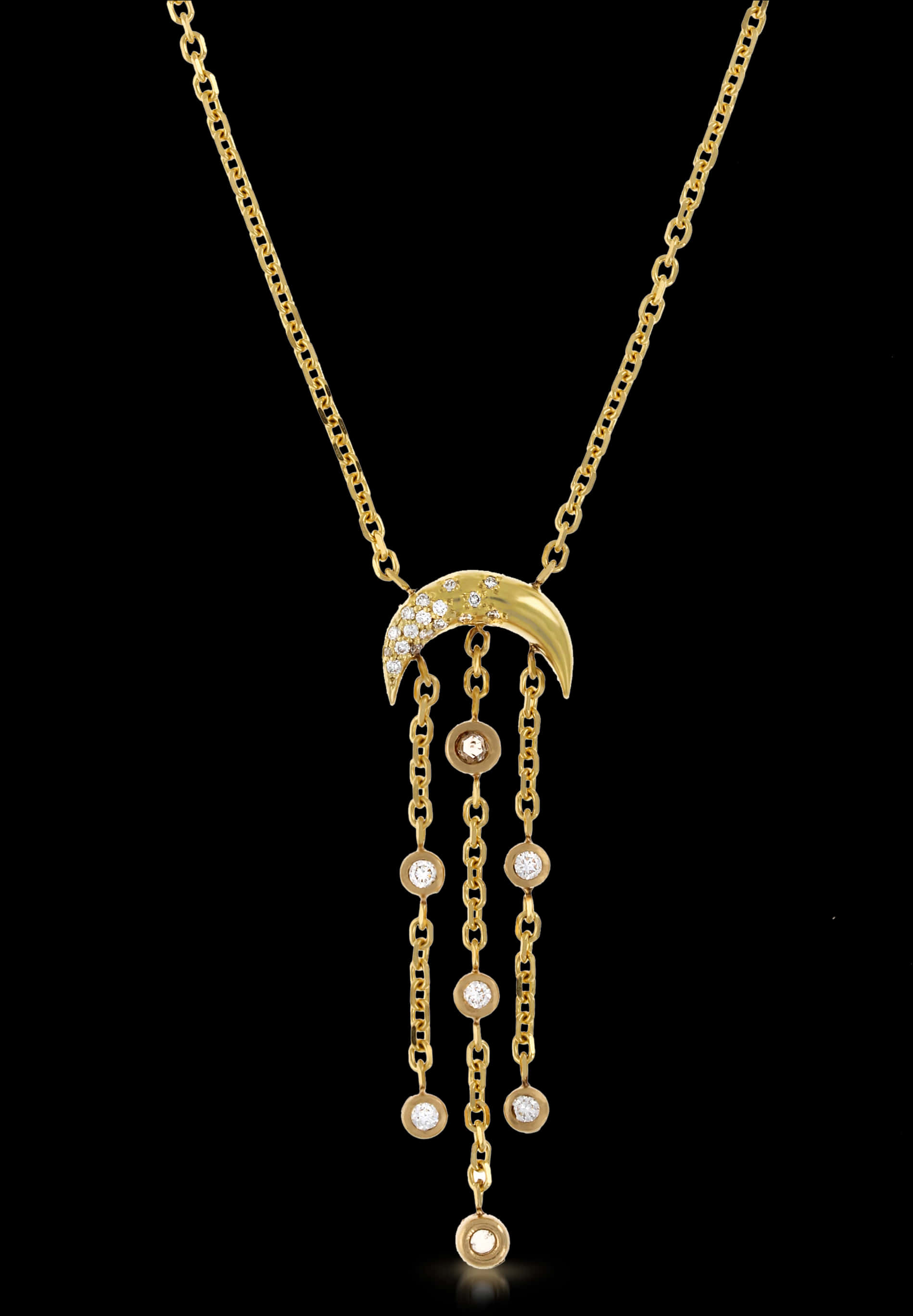 Gold Crescent Moon Diamond Necklace