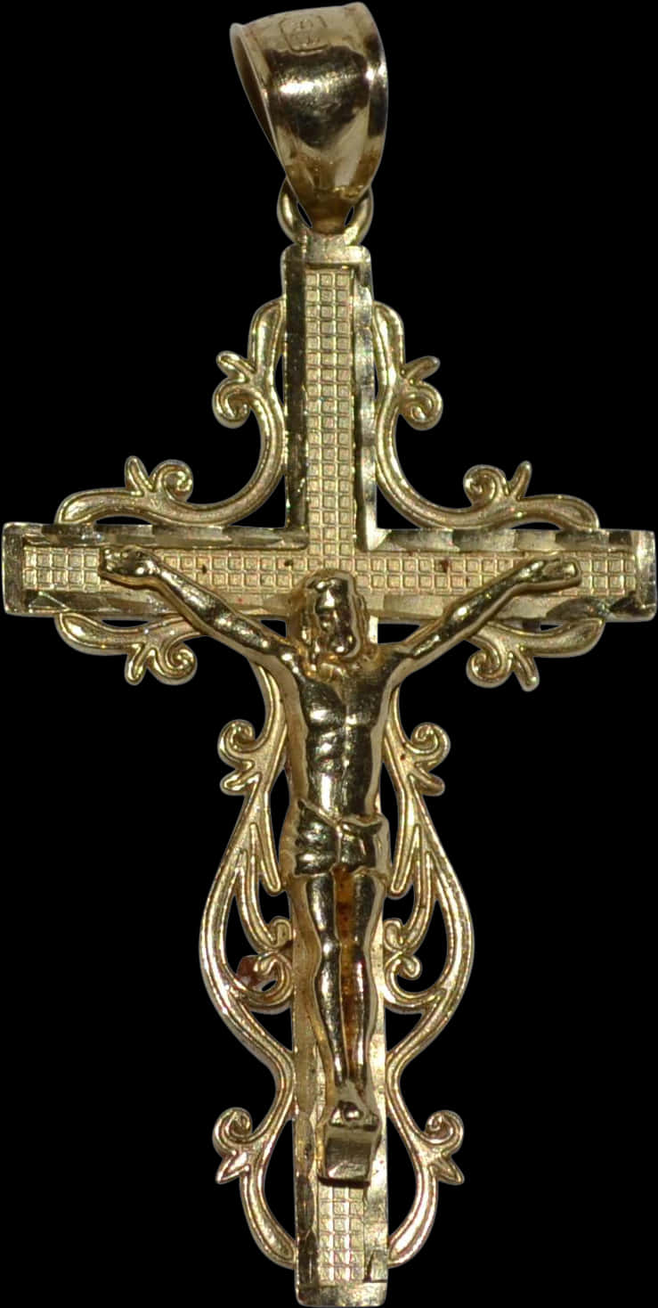 Gold Crucifix Pendantwith Jesus