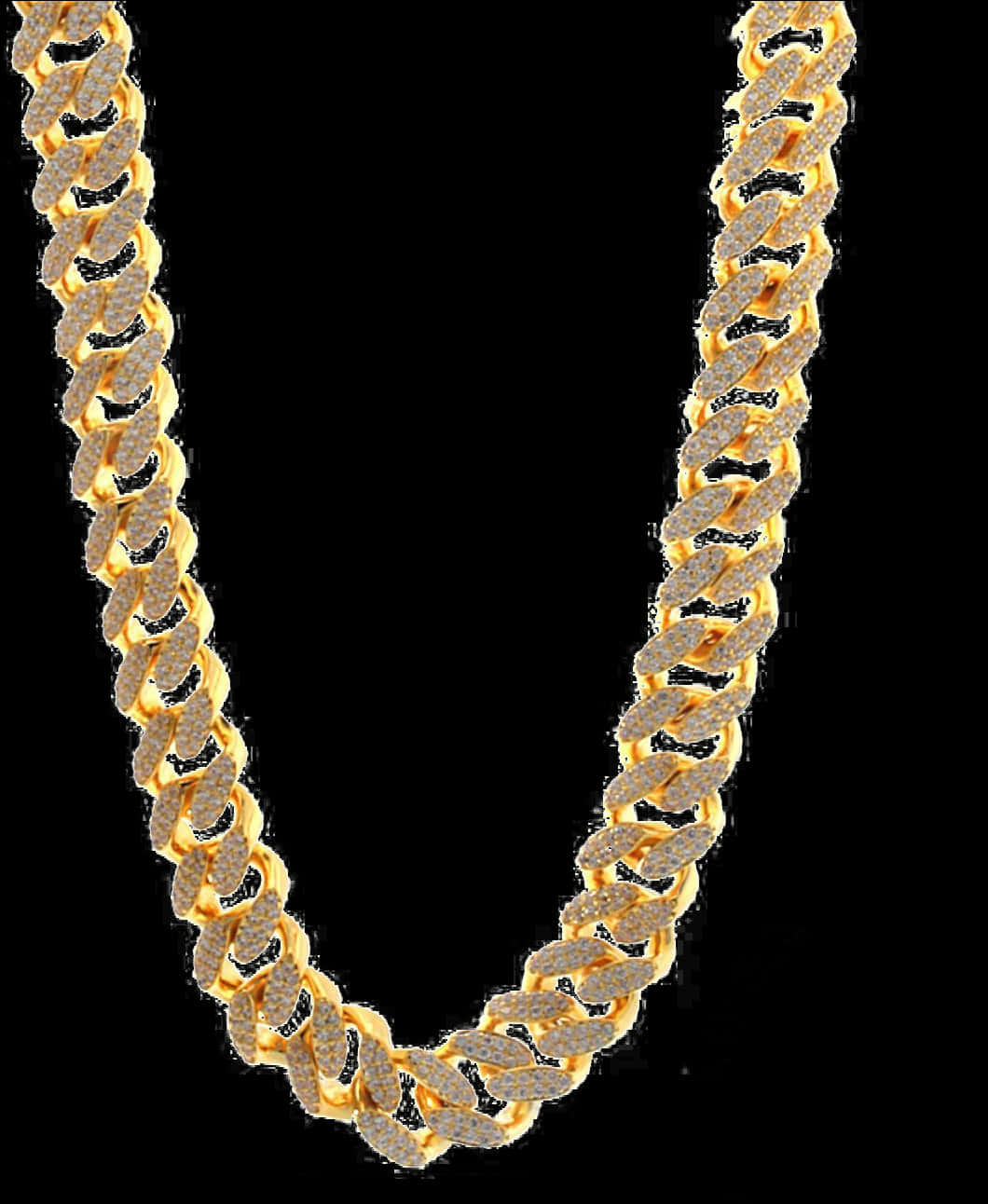 Gold Diamond Cuban Link Chain