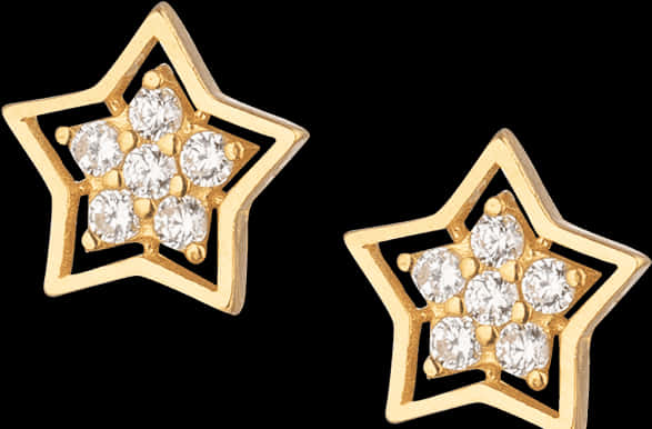 Gold Diamond Star Stud Earrings