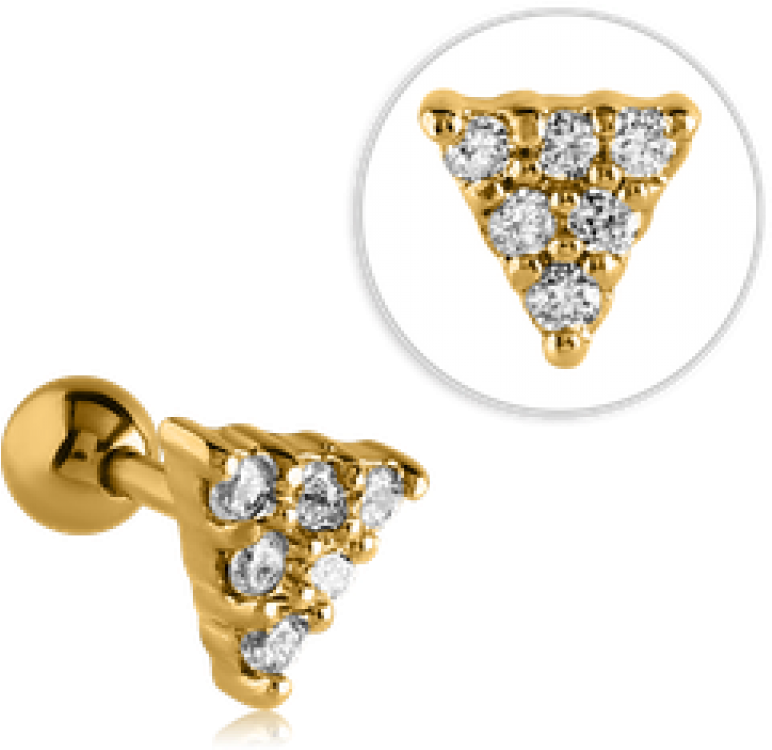 Gold Diamond Triangle Stud Earring