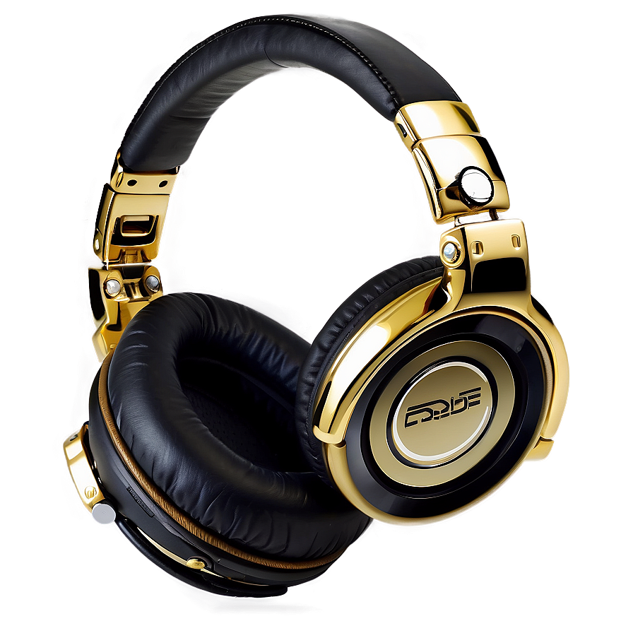 Gold Dj Headphones Png 06212024