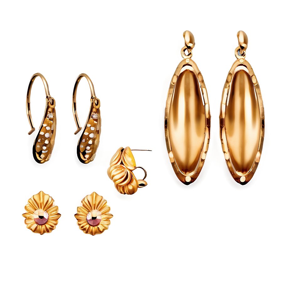 Gold Earring Set Png 2