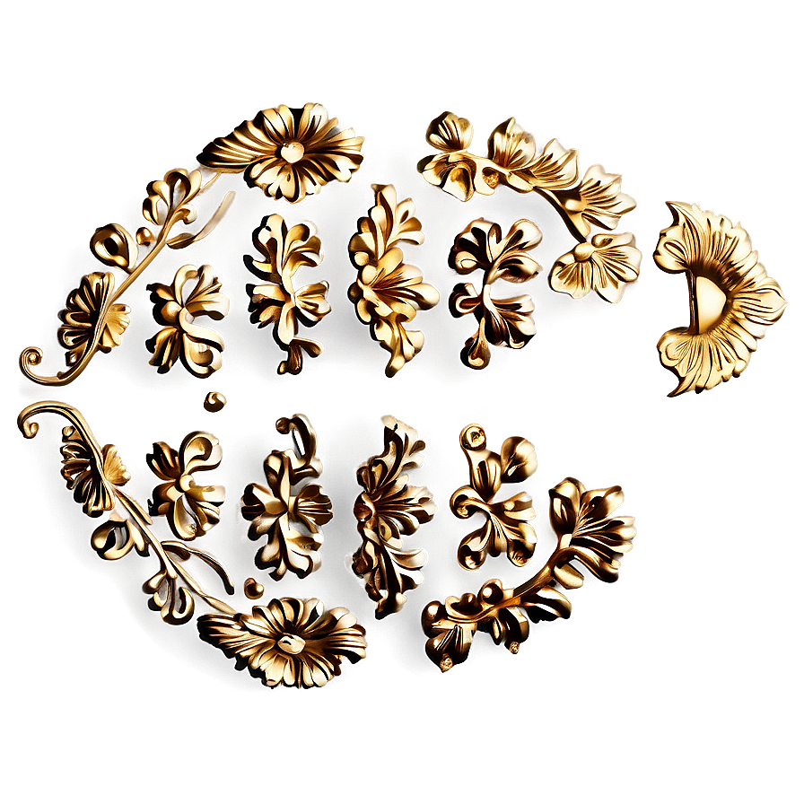 Gold Floral Motifs Png 06262024