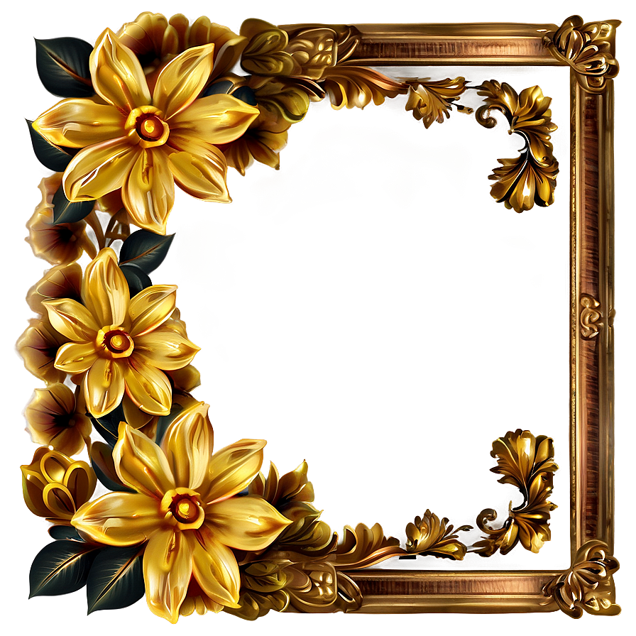 Gold Flower Frame Png 05252024