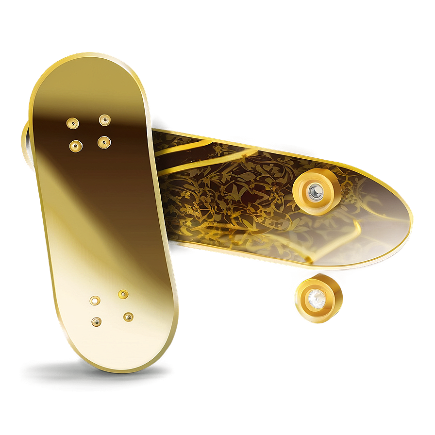 Gold Foil Skateboard Deck Illustration Png Qom3