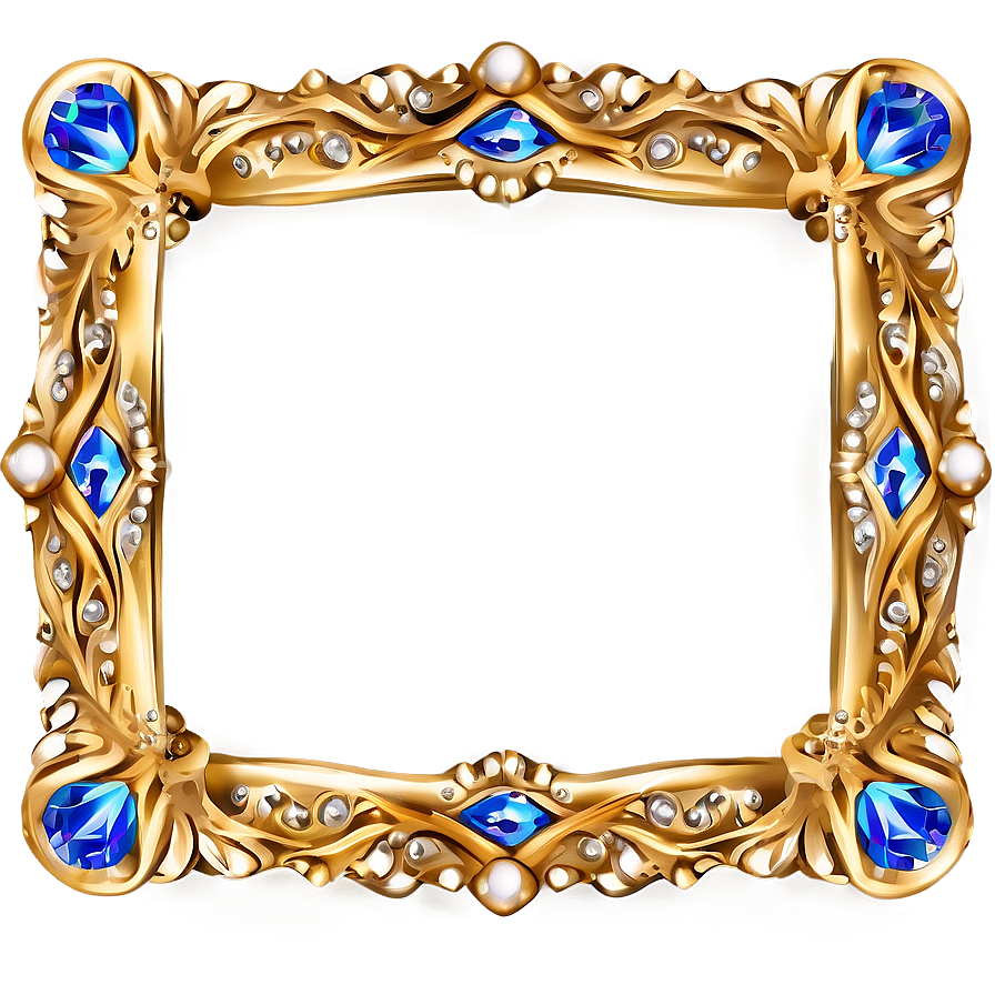 Gold Frame With Diamonds Png 05042024