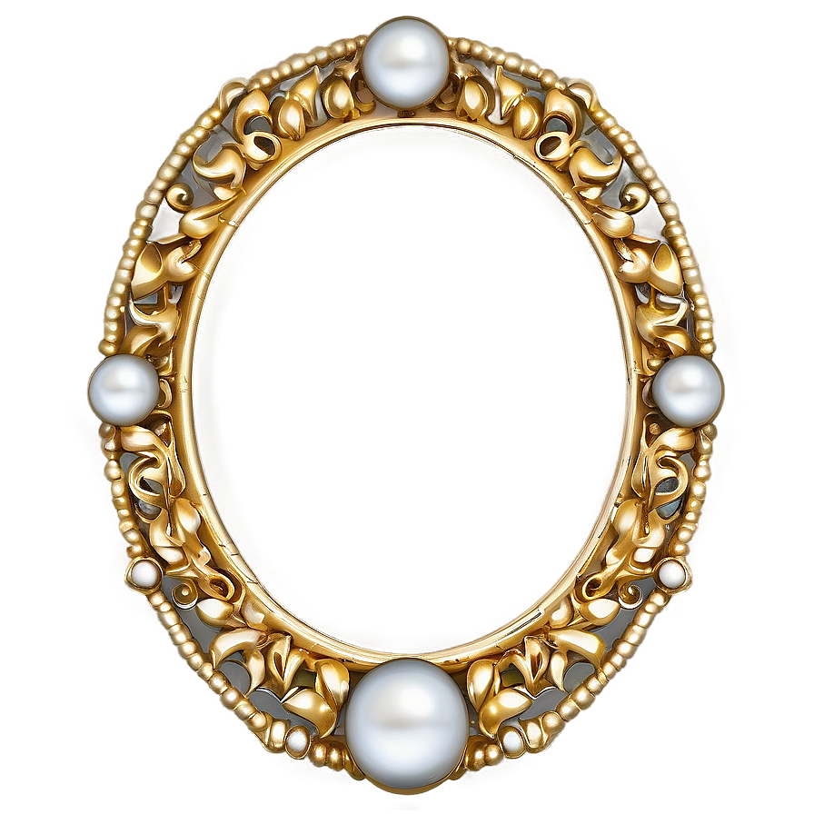 Gold Frame With Pearls Png Add60