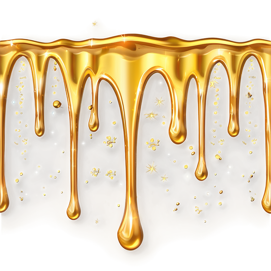 Gold Glitter Drip Decoration Png 06282024