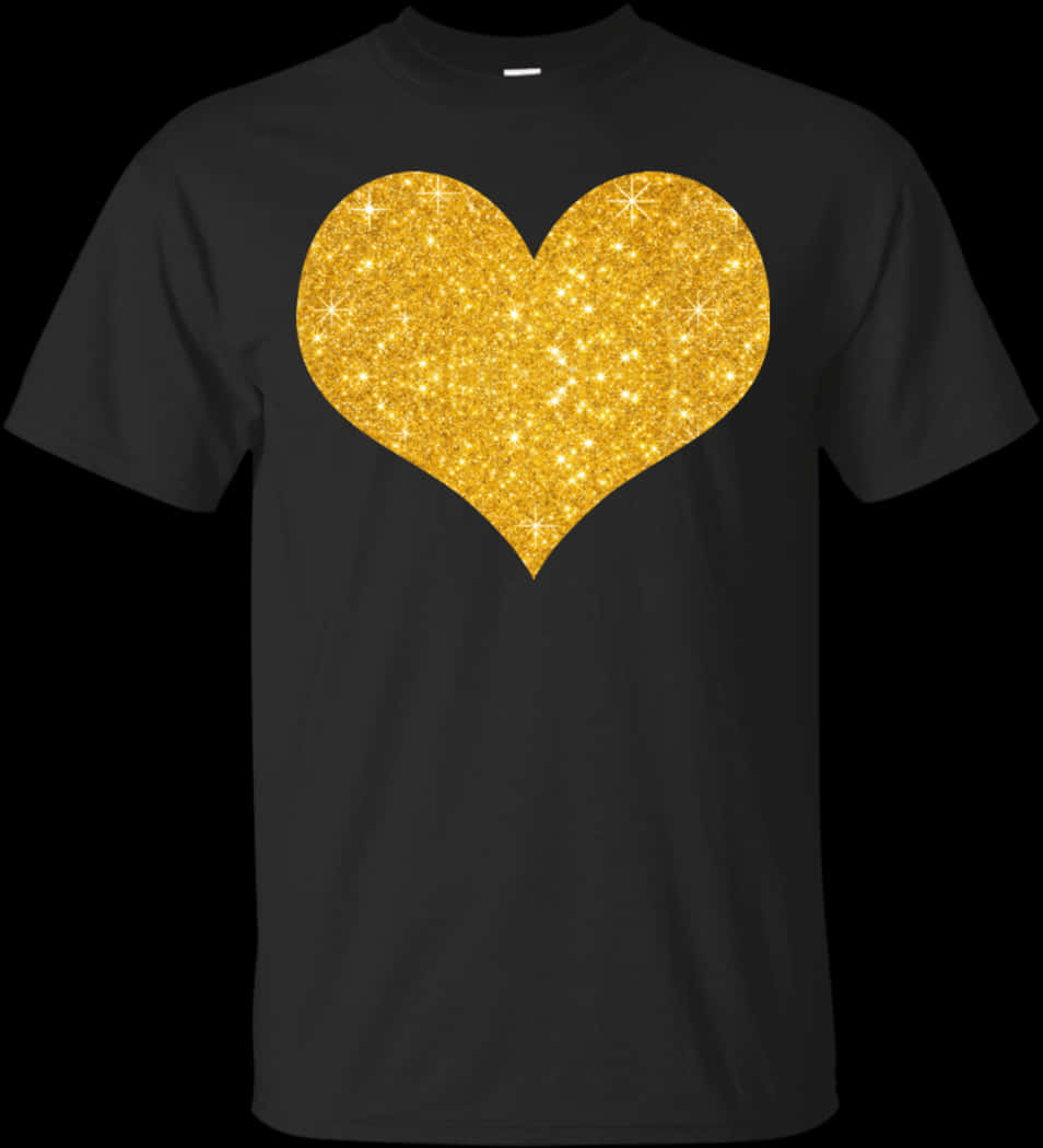 Gold Glitter Heart T Shirt Design