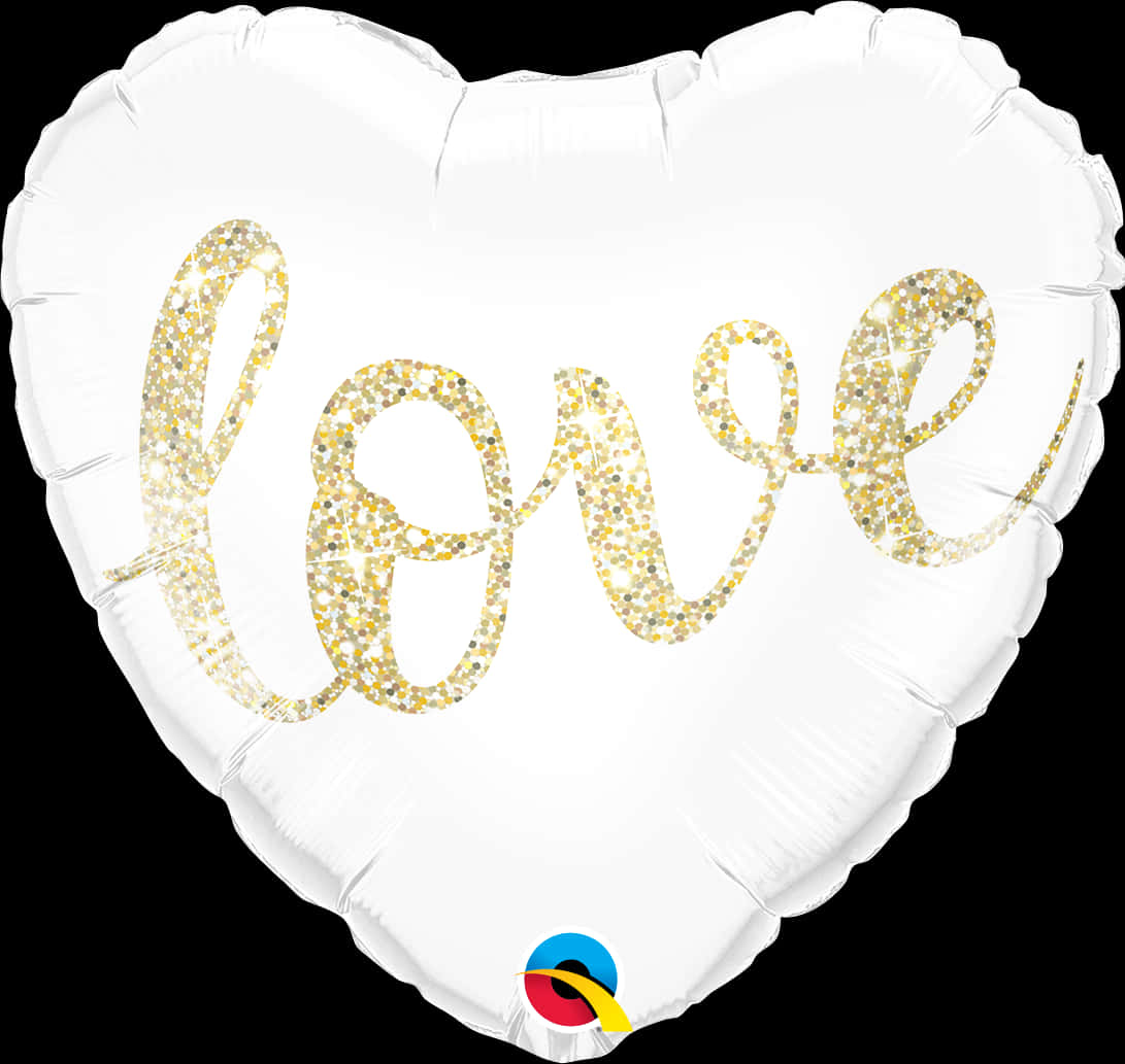 Gold Glitter Love Heart Balloon