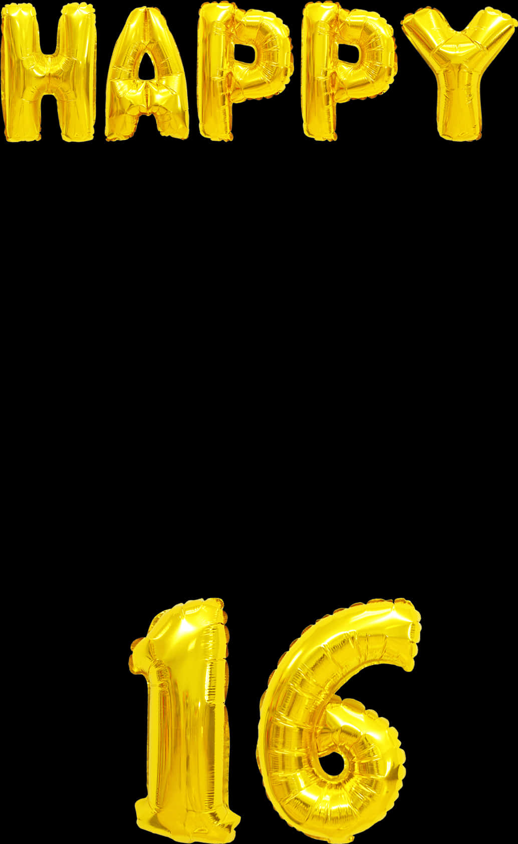 Sweet 16 Gold Balloons PNG image with a transparent background, free high-resolution download