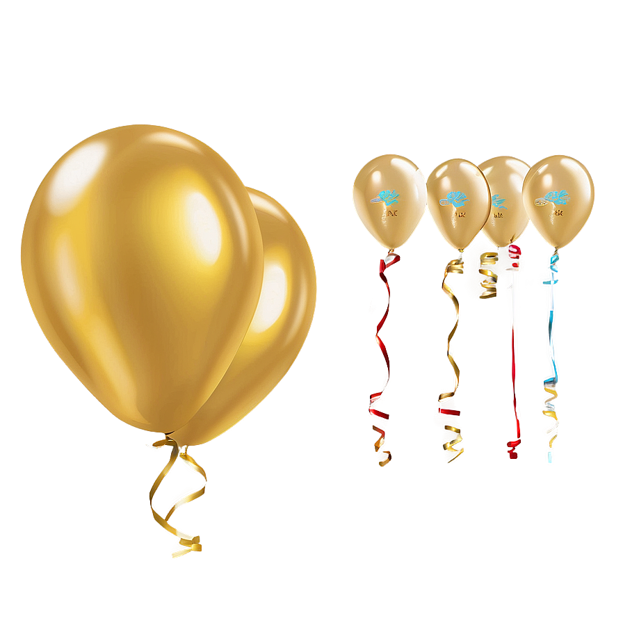 Gold Latex Balloons Png 05252024