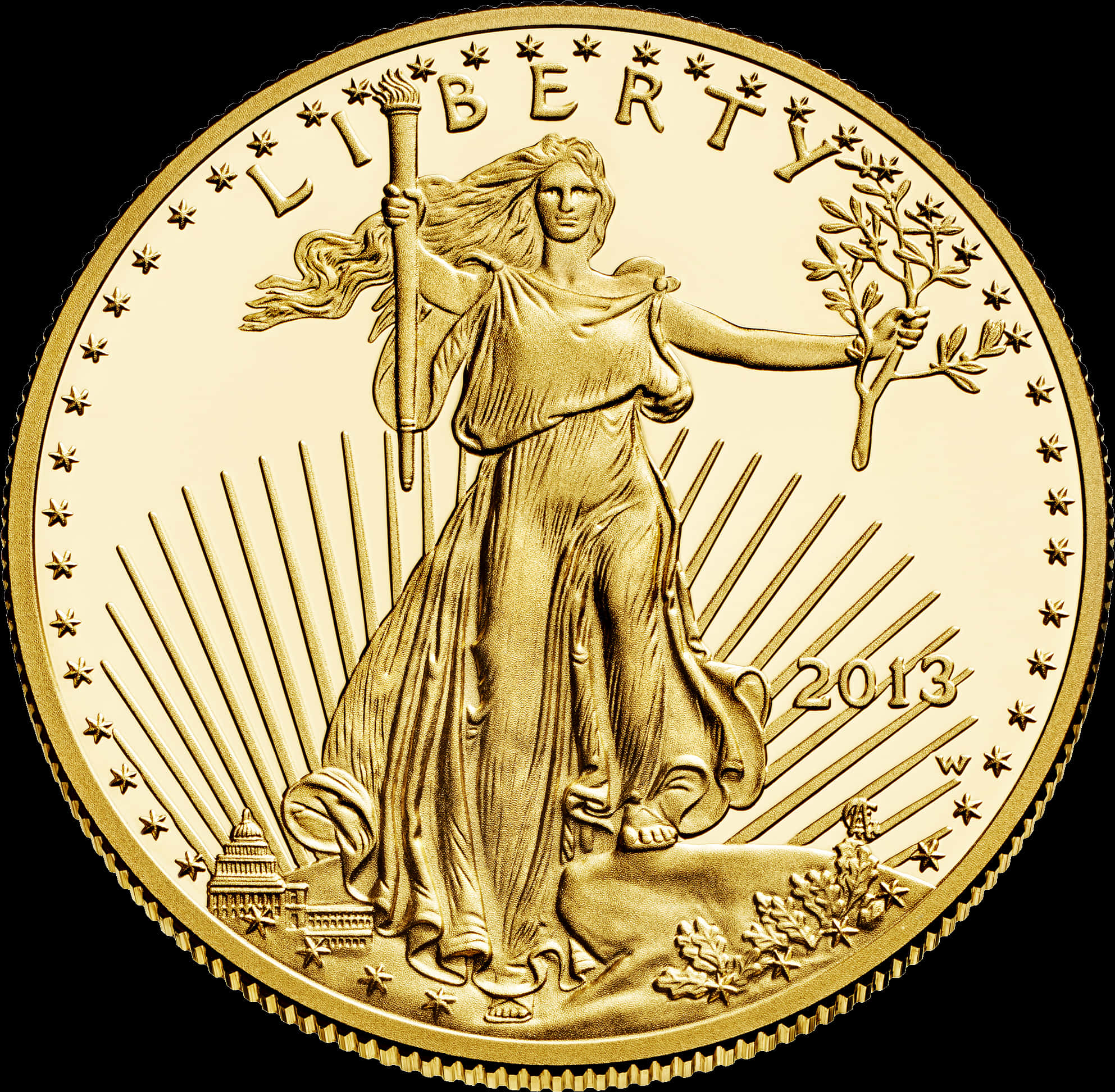 Gold Liberty Coin2013 PNG with transparent background