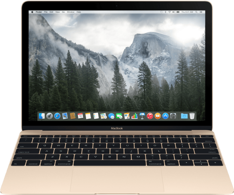 Gold Mac Book Front View PNG with transparent background