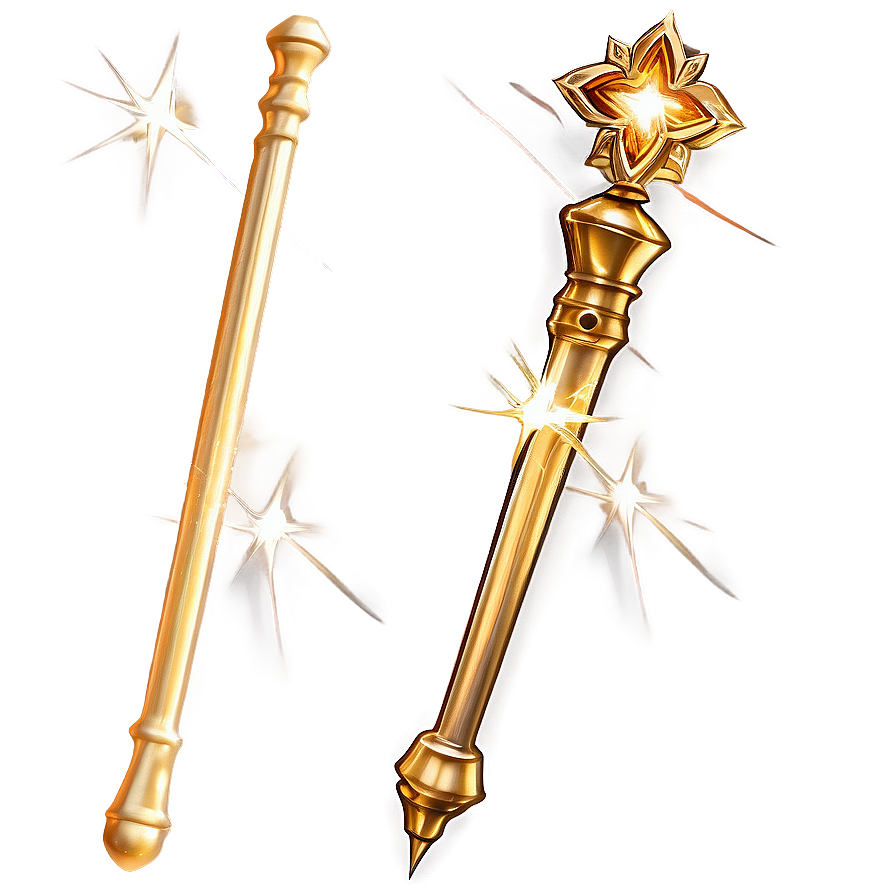 Gold Magic Wand Png 05032024