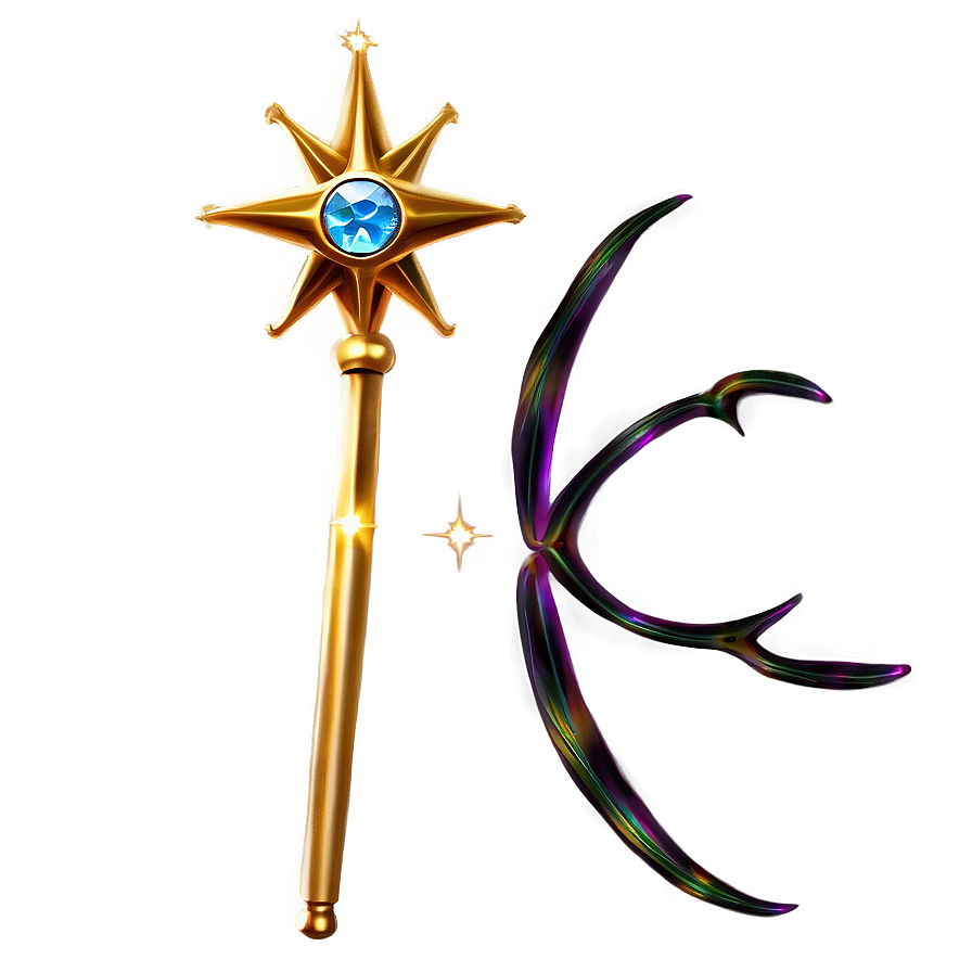 Gold Magic Wand Png 05032024