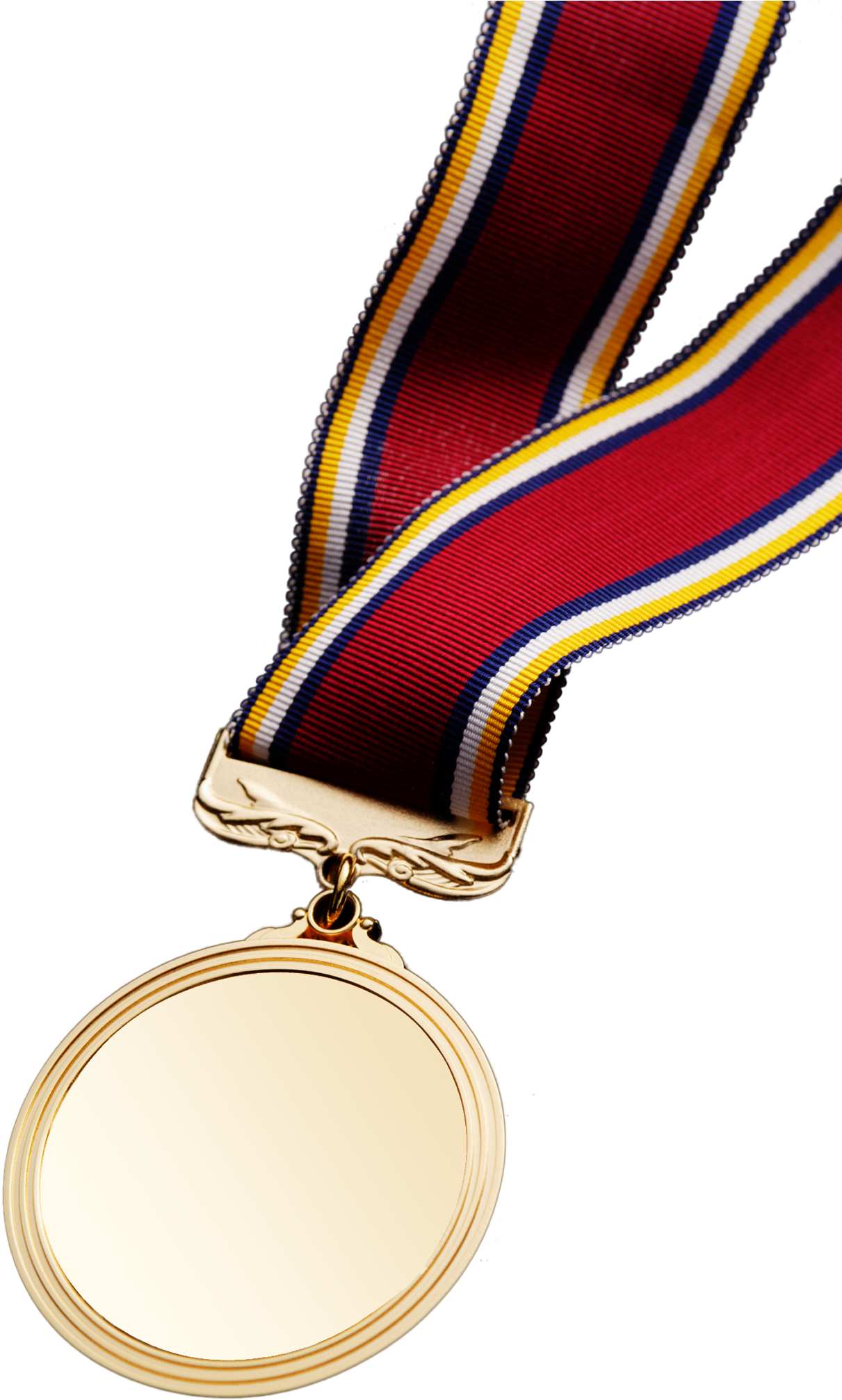 Gold Medalwith Tri Color Ribbon PNG with transparent background