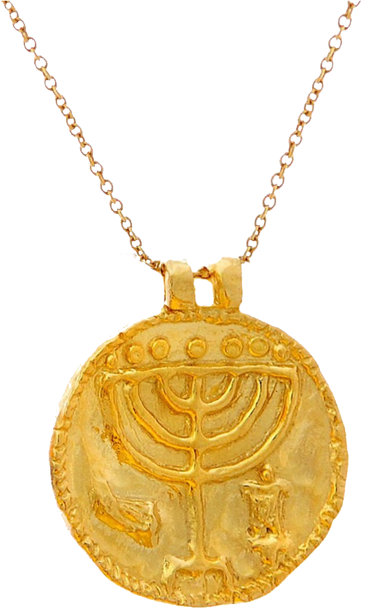 Gold Menorah Pendant Jewelry