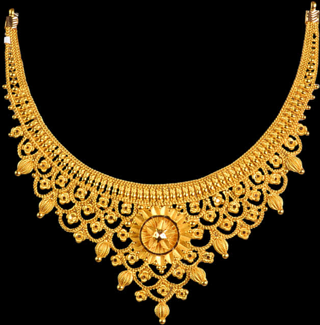 Gold Necklace Design PNG with transparent background