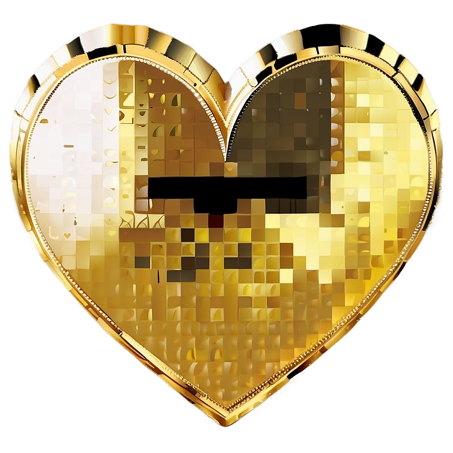 Gold Pixel Heart Png Juj