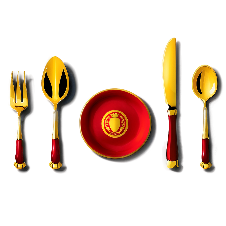 Gold Plated Dinner Utensils PNG pfg76 PNG image with a transparent background, free high-resolution download