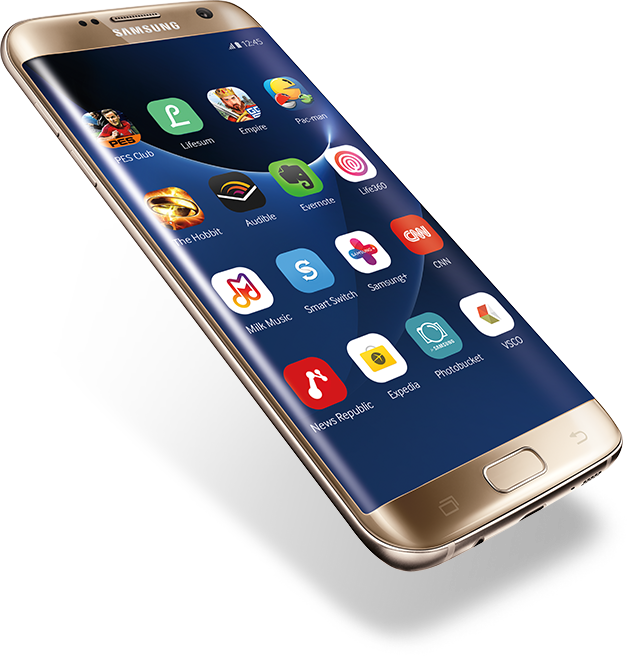 Gold Samsung Smartphone Display Apps