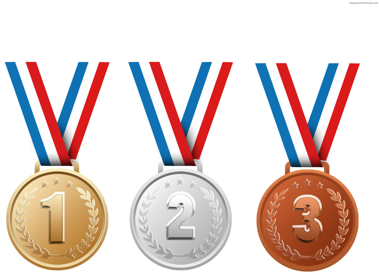 Gold Silver Bronze Medals PNG with transparent background