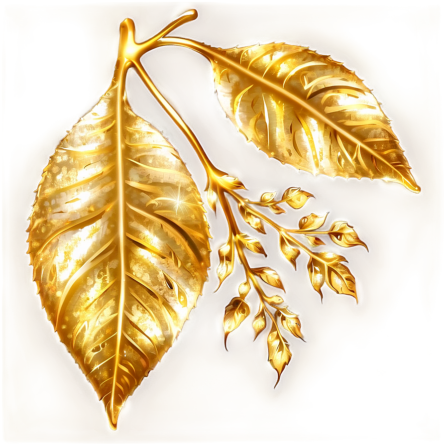 Gold Sparkle Leaves Png 06122024