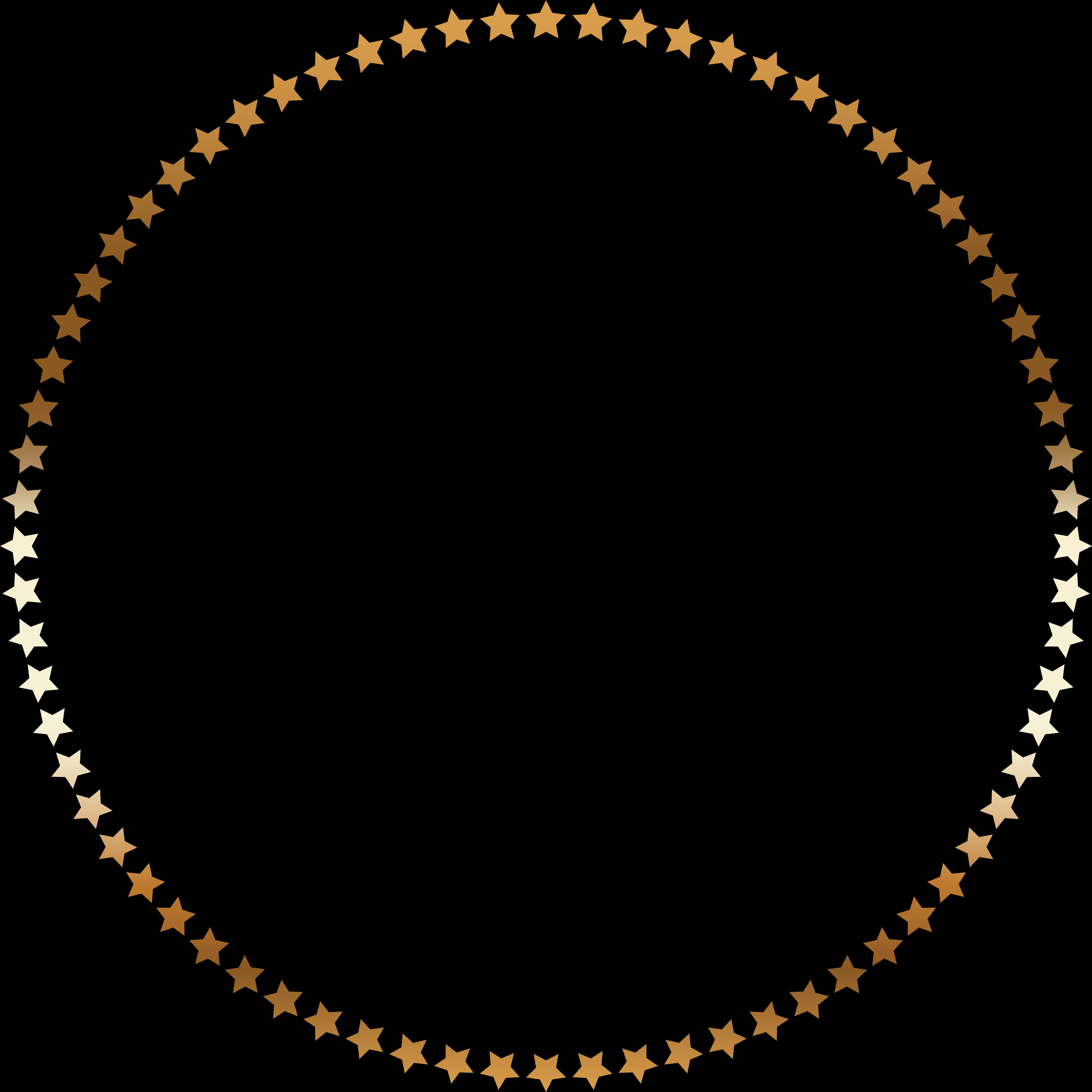 Gold Star Circle Frame PNG image with a transparent background, free high-resolution download