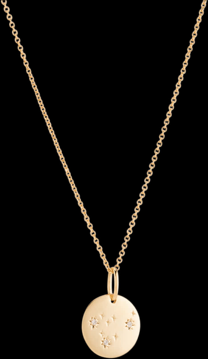 Gold Star Pendant Necklace PNG with transparent background