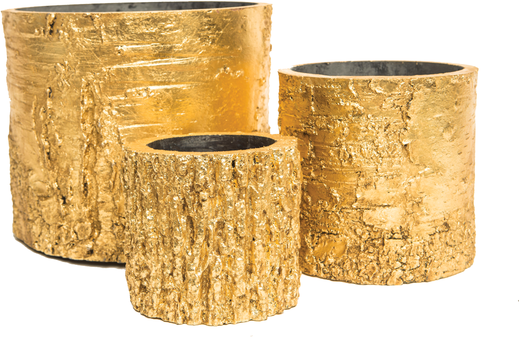 Gold Textured Planters Set