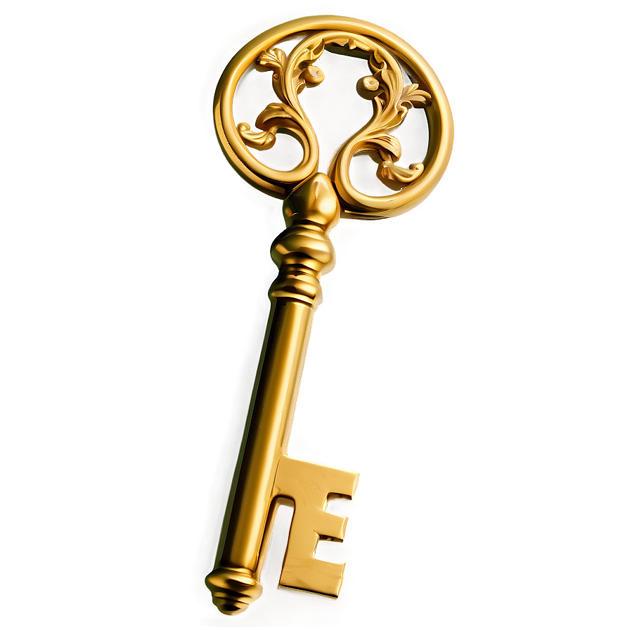 Gold Vintage Key Png 05032024