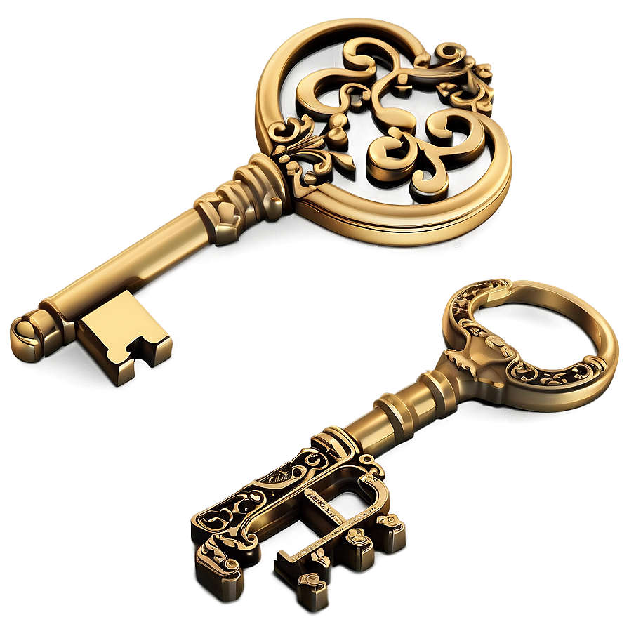 Gold Vintage Key Png 05032024