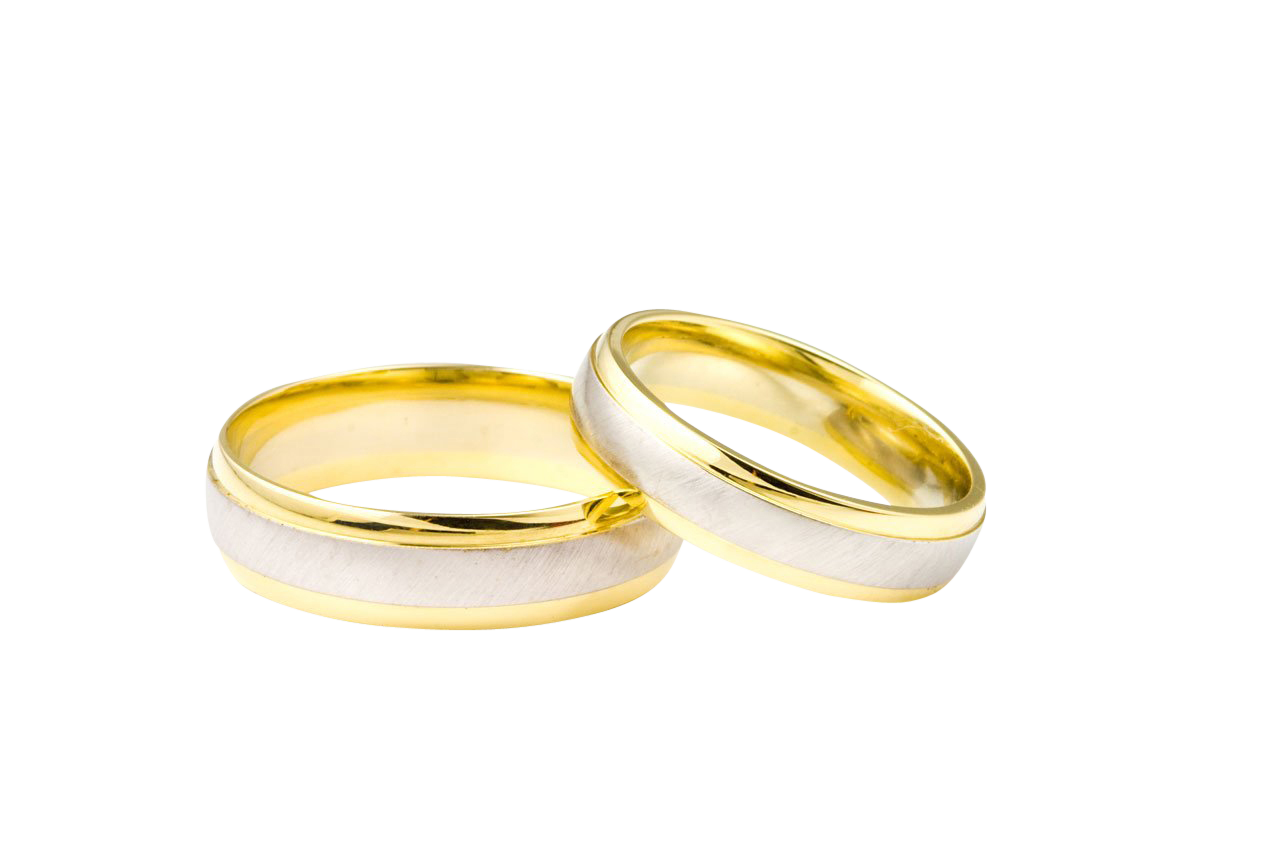 Goldand Silver Wedding Bandson Black PNG with transparent background
