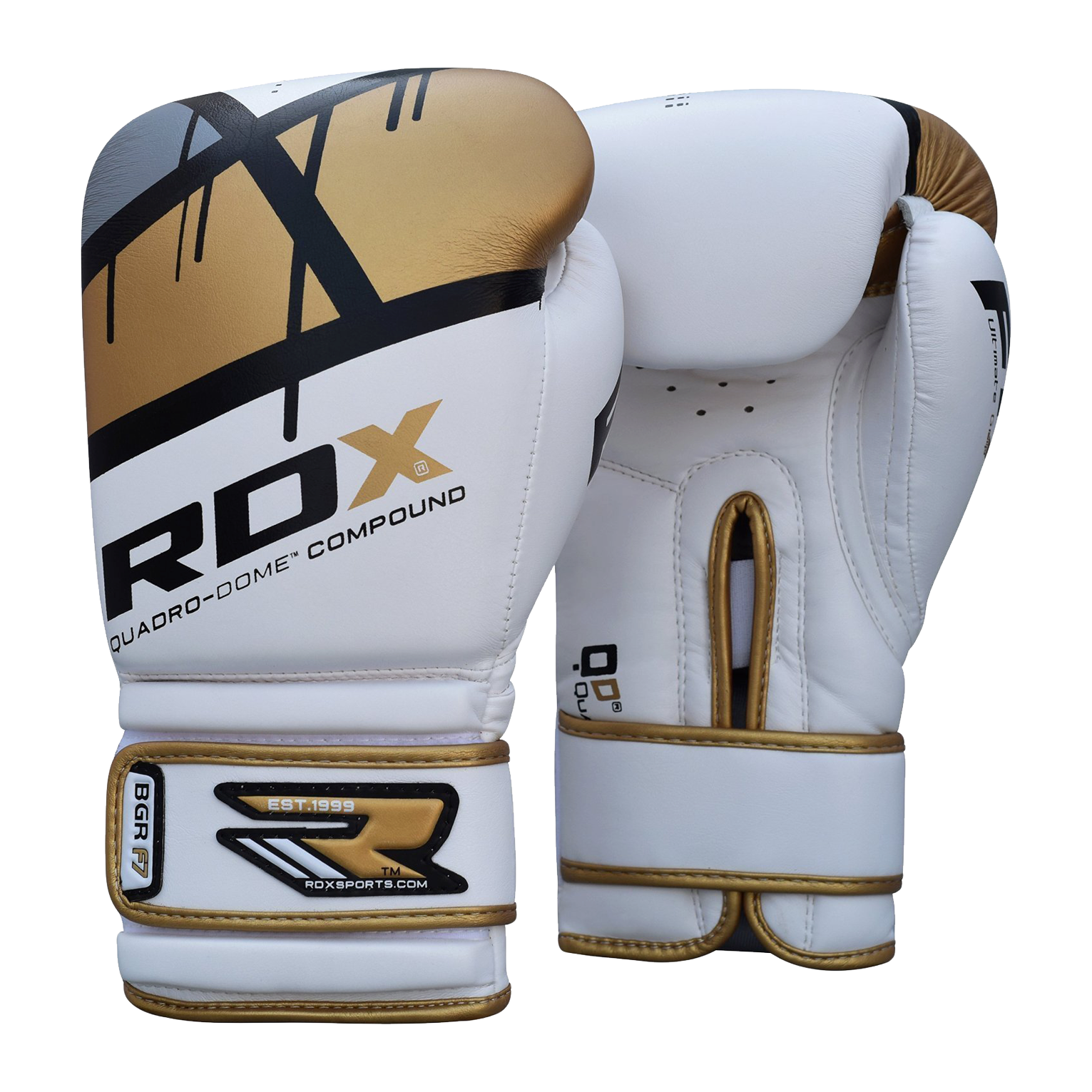 Goldand White Boxing Gloves R D X PNG with transparent background