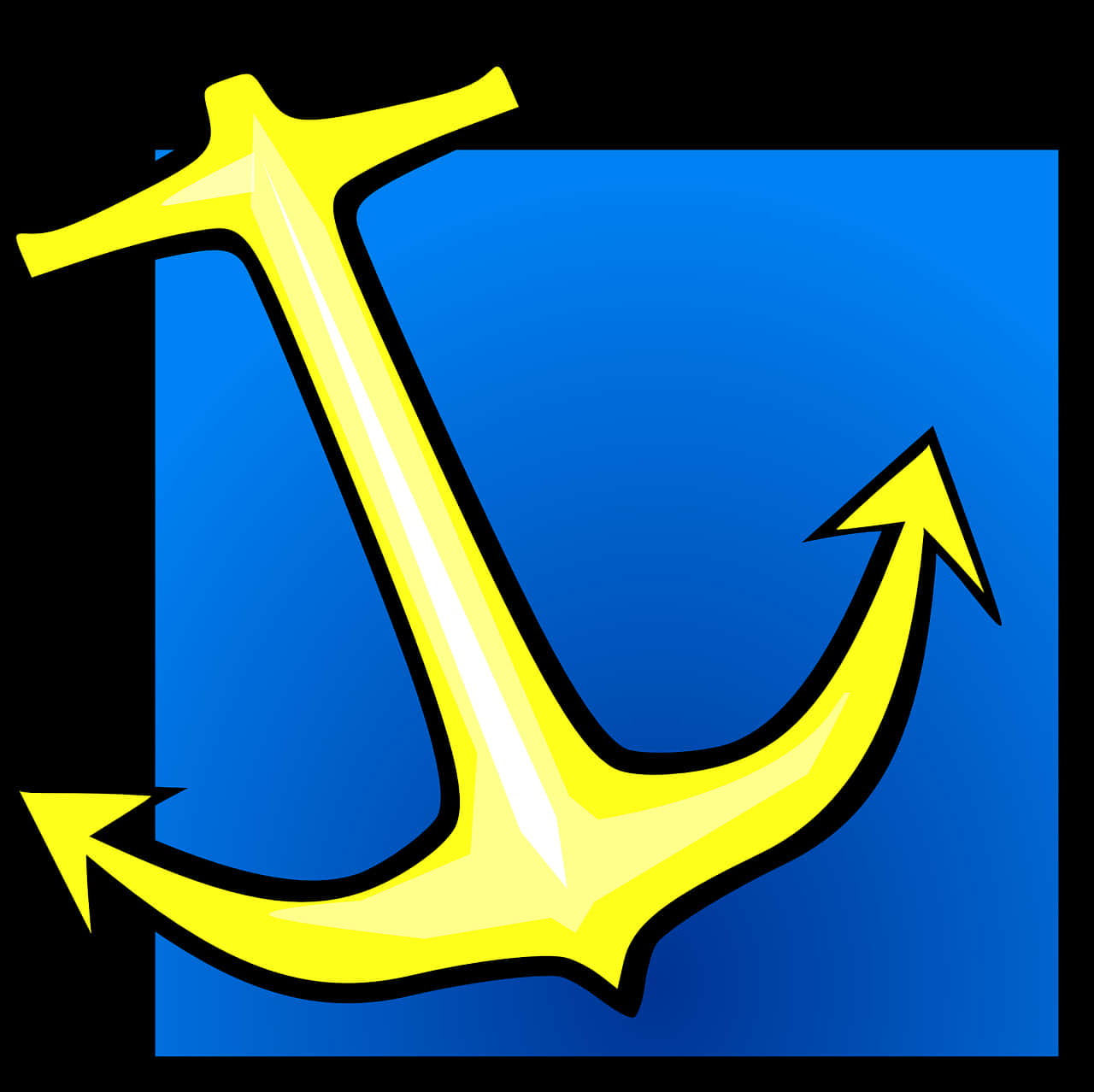 Golden Anchor Blue Background