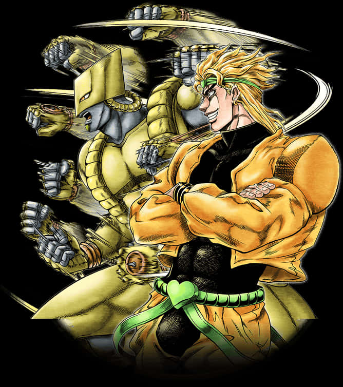 Golden_ Anime_ Character_and_ Mechanical_ Companion