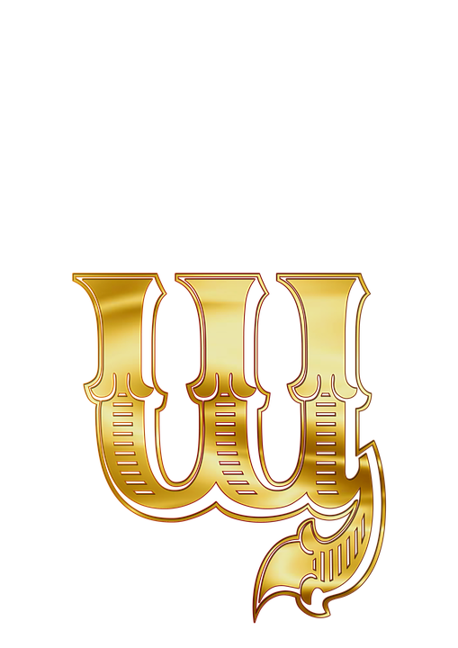 Golden Arabic Calligraphy_ W A W PNG with transparent background