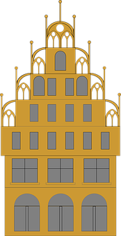 Golden Architecture Vector Illustration PNG with transparent background
