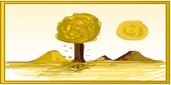 Golden_ Autumn_ Landscape_ Art PNG with transparent background