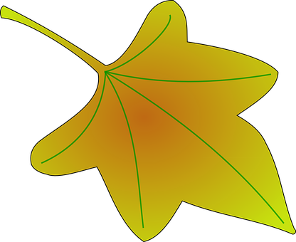 Golden Autumn Leaf Vector PNG with transparent background