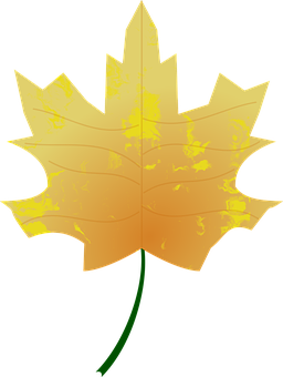 Golden Autumn Leaf Vector PNG with transparent background