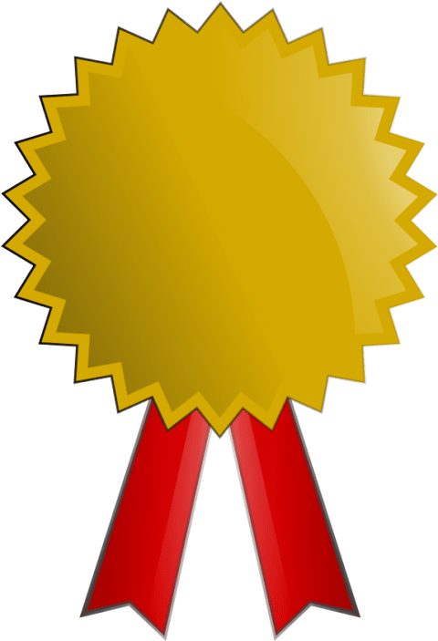 Golden Award Ribbon Graphic PNG with transparent background