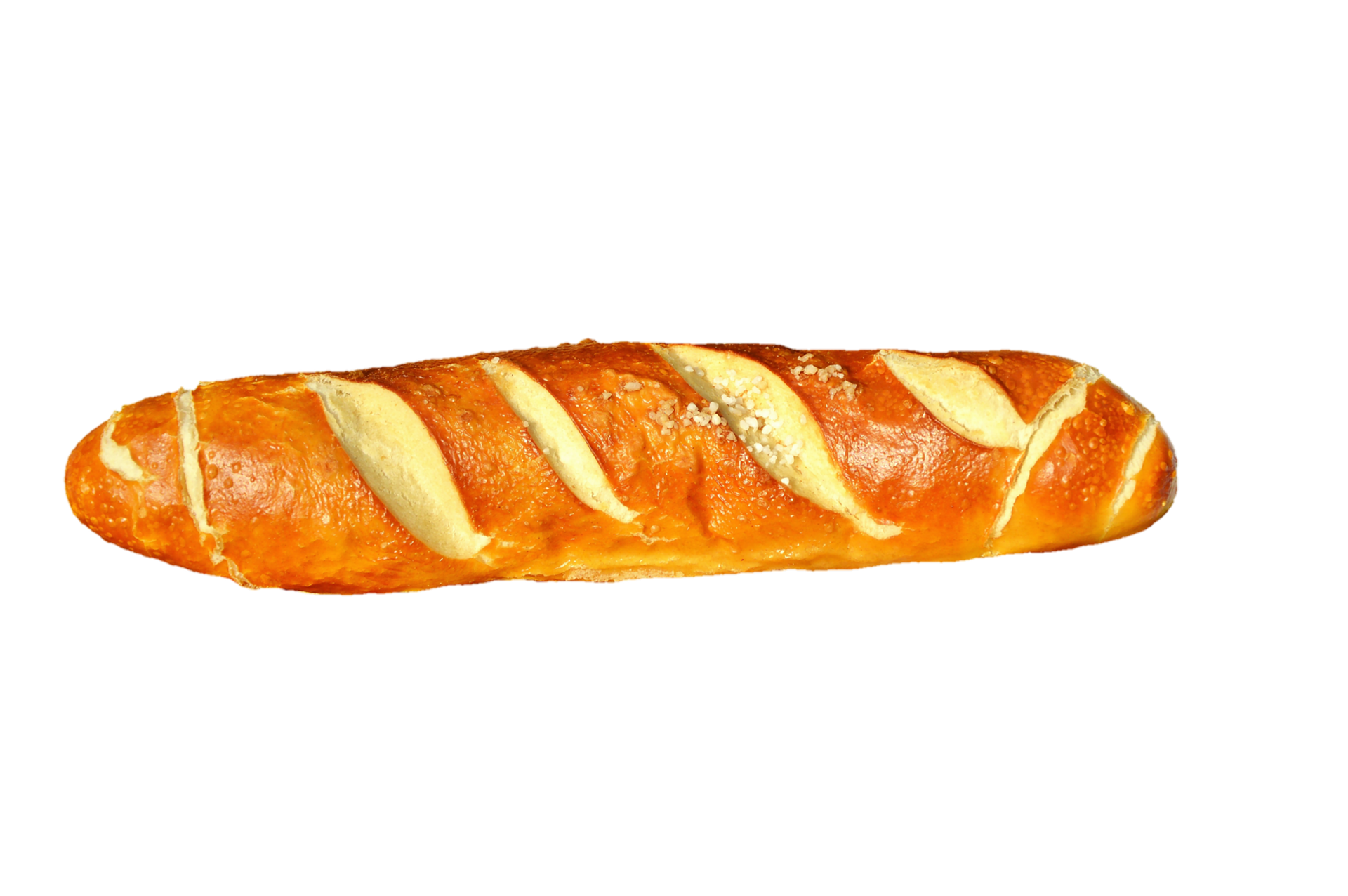 Golden Baked Pretzel Baguette PNG with transparent background